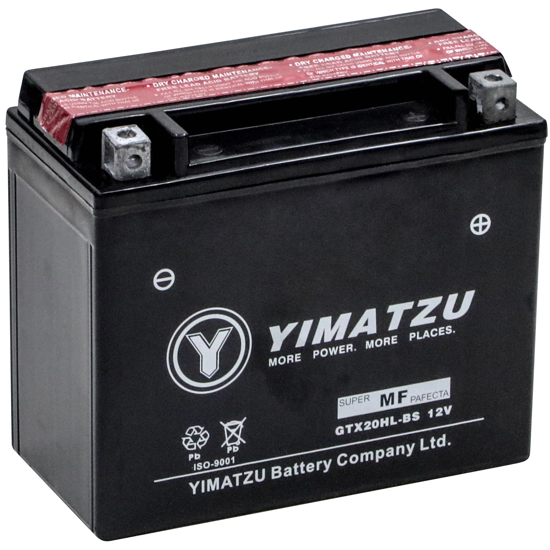 YIMATZU GTX20HL-BS 12V AGM Powersports Battery with Acid Pack